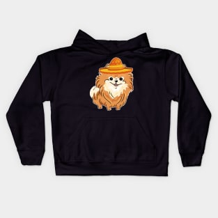 Cute dog pomeranian mexico cinco de mayo Kids Hoodie